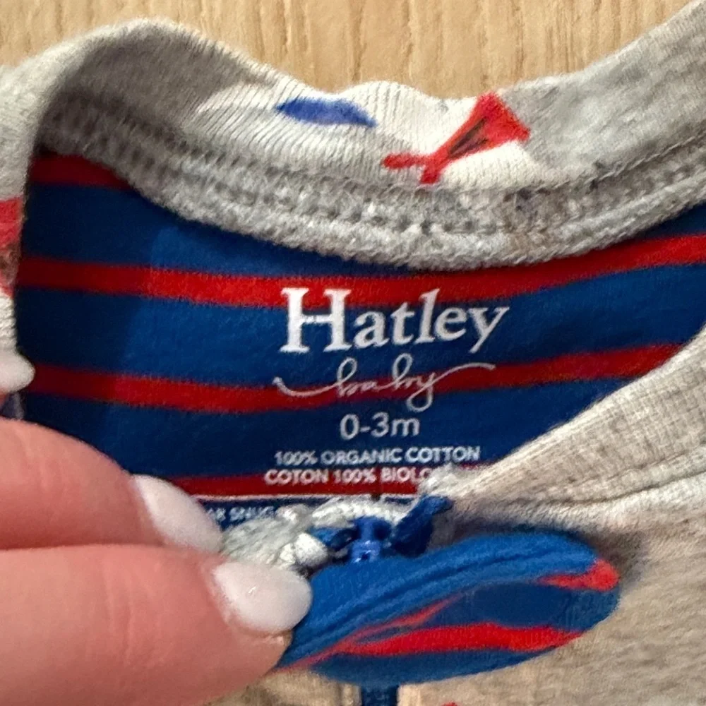 Hatley Gray Onesie with Dog Pattern and Blue Accents